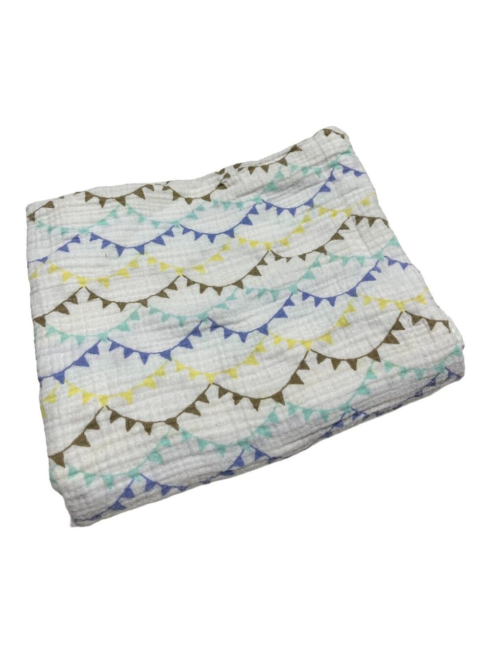 Patina Vie Baby Muslin Blanket Bunting Flags Banners Yellow Brown Blue